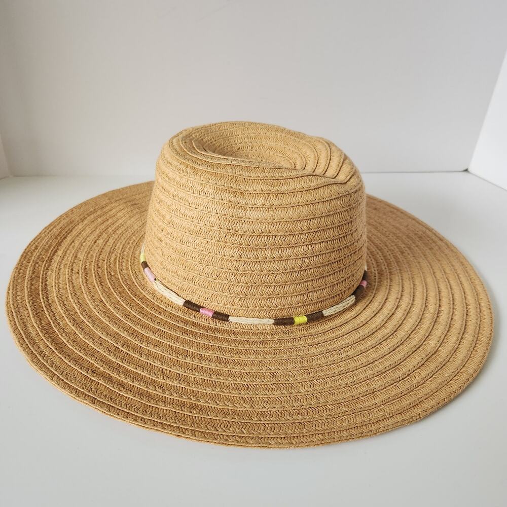 NWOT Universal Thread Target Straw Hat Paper Wide Brim Beach Sun Summer